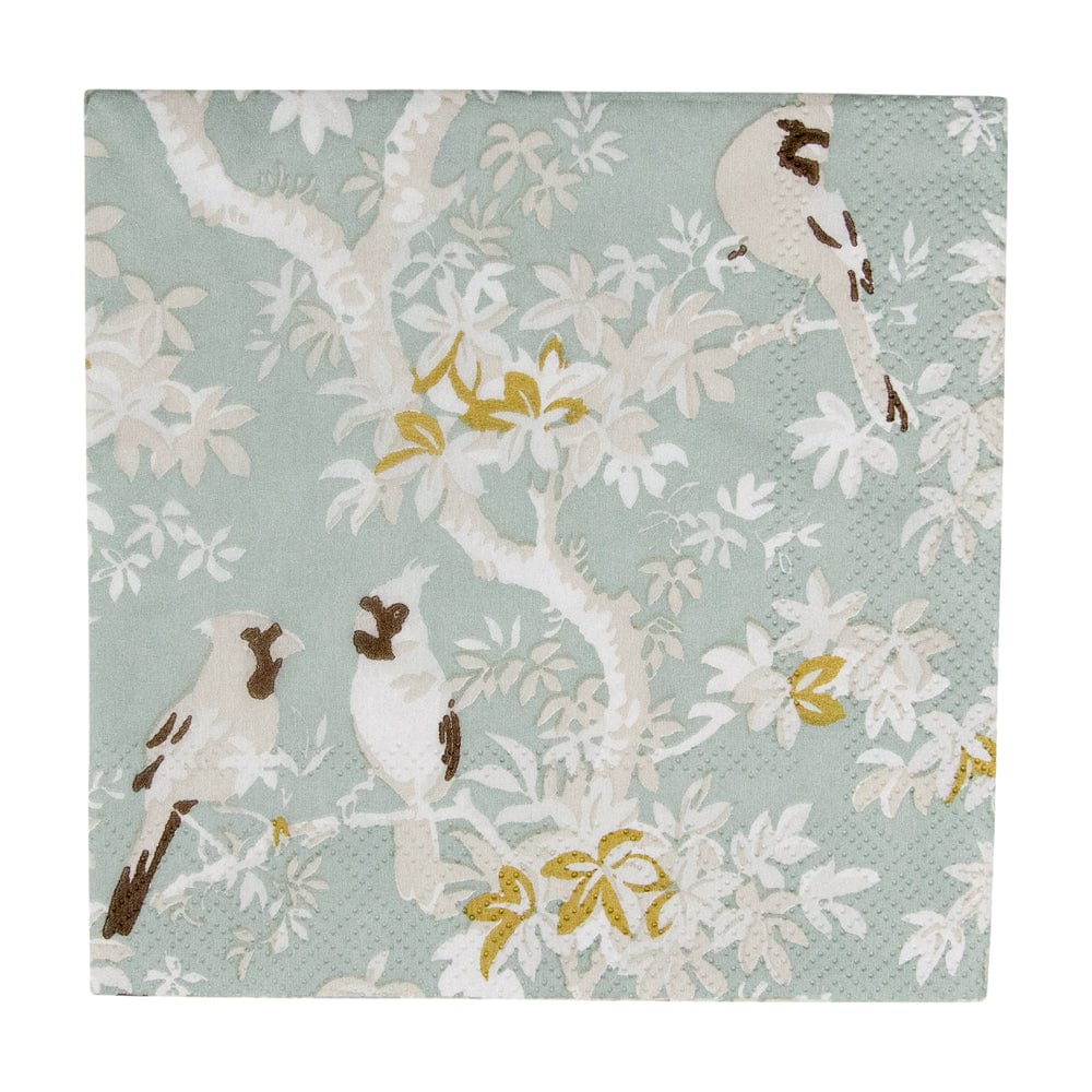 Scenic Songbirds Celadon Napkin Cocktail