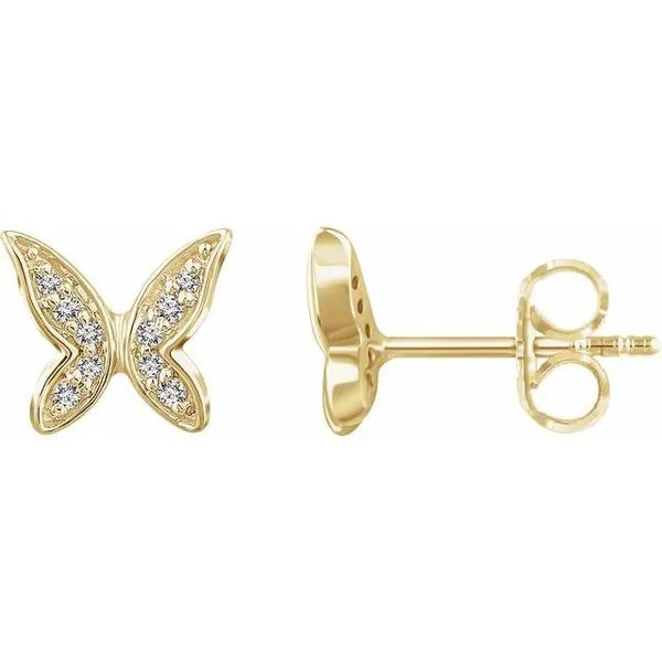 14K Yellow Butterfly Youth Earrings