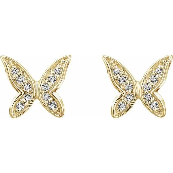 14K Yellow Butterfly Youth Earrings