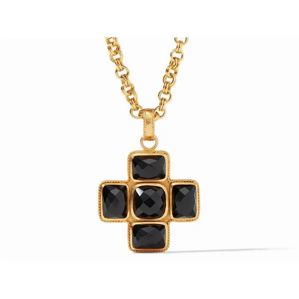 Savoy Pendant Gold Obsidian Black