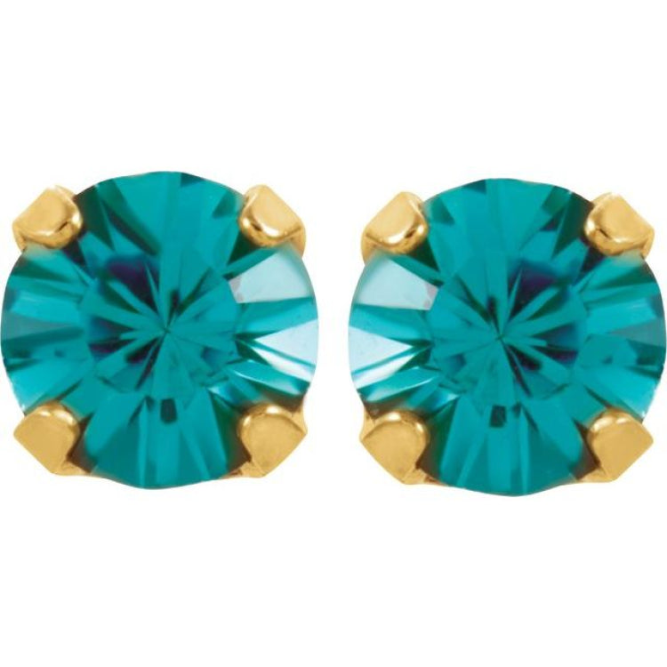 24K Gold Plated Stainless Steel Blue Zircon Piercing Earrings
