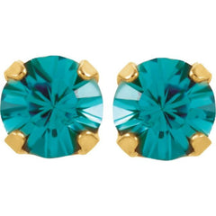 24K Gold Plated Stainless Steel Blue Zircon Piercing Earrings