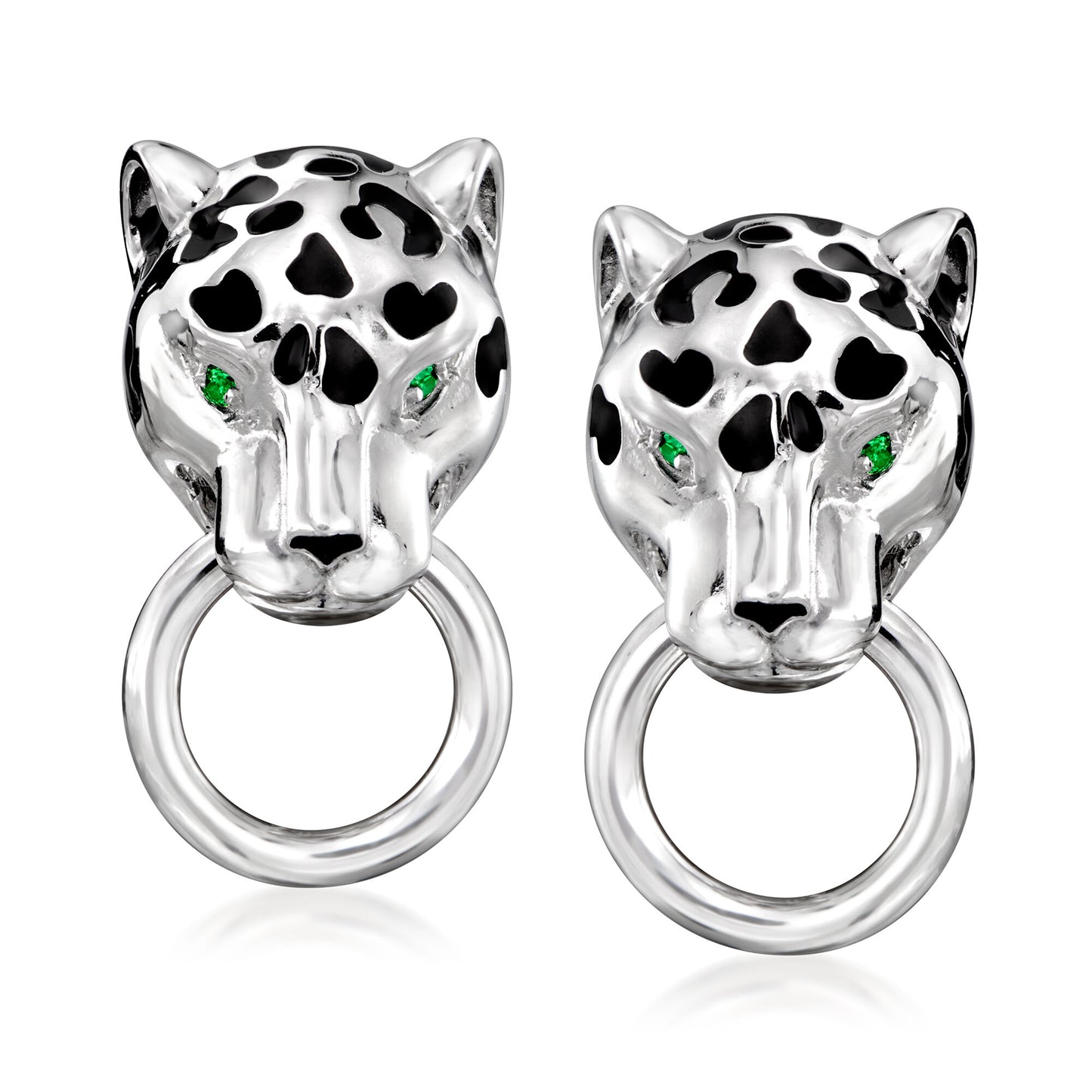 Silver Panther Doorknocker Earrings