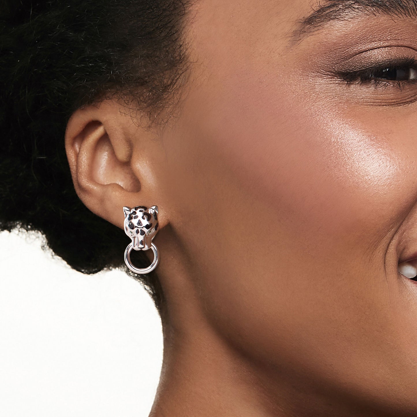 Silver Panther Doorknocker Earrings