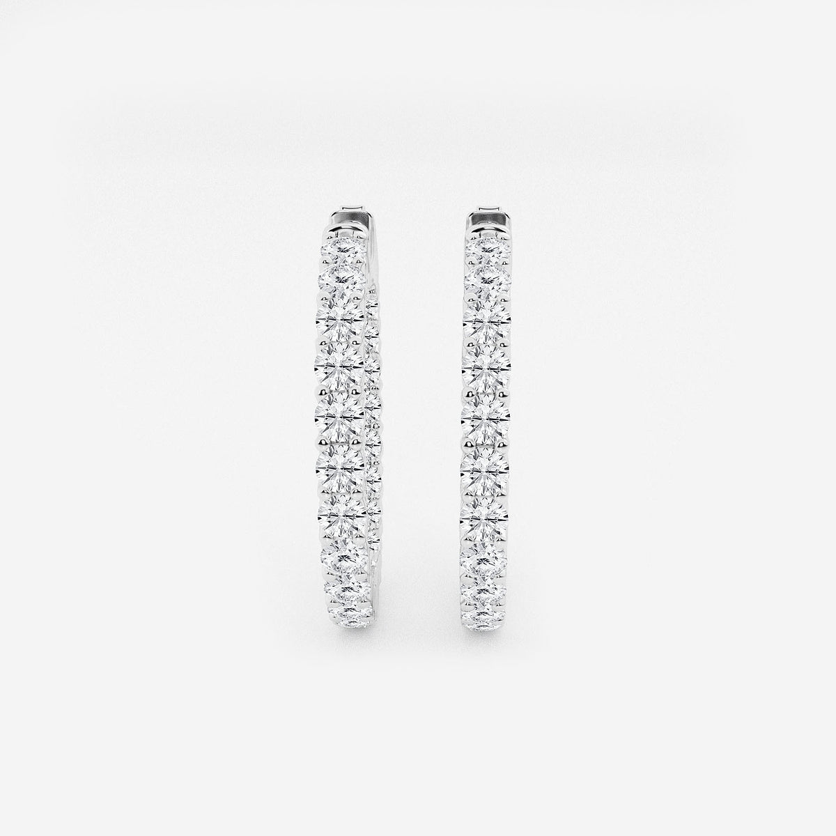 4ct Lab Diamond White Gold Round Inside/Outside Hoop