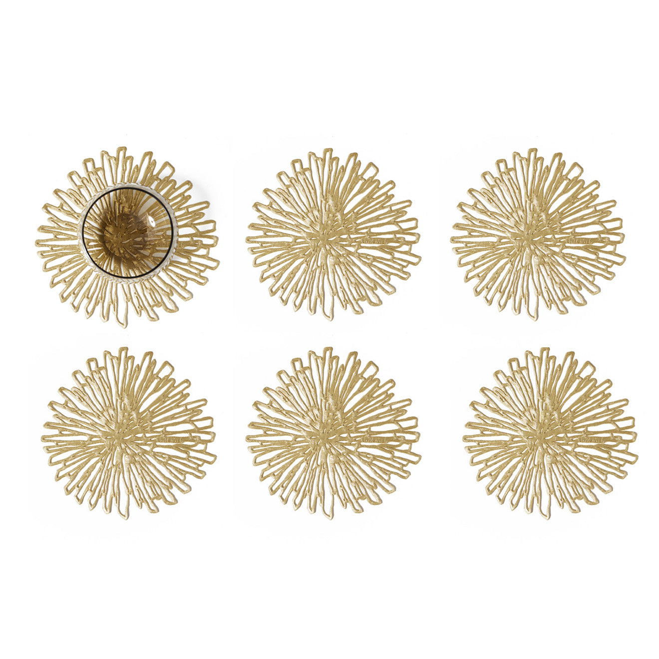 Gold Gilded Bloom Coasters (Set of 6)