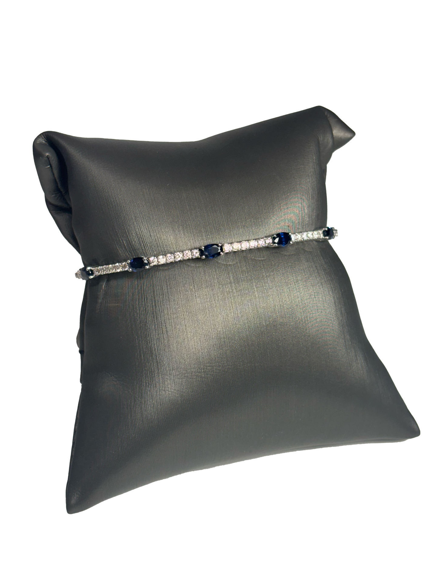 14KW Oval Sapphire Diamond Flex Bangle