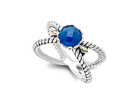 Sterling Silver Glow "X" Ring- Blue Sapphire- Size 8