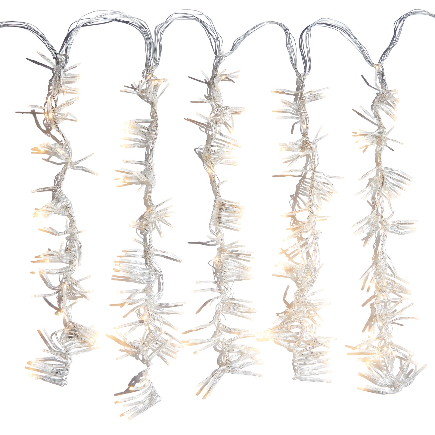 10' CLEAR WIRE FLOWING CLUSTER W/960 WARM WHITE LIGHT