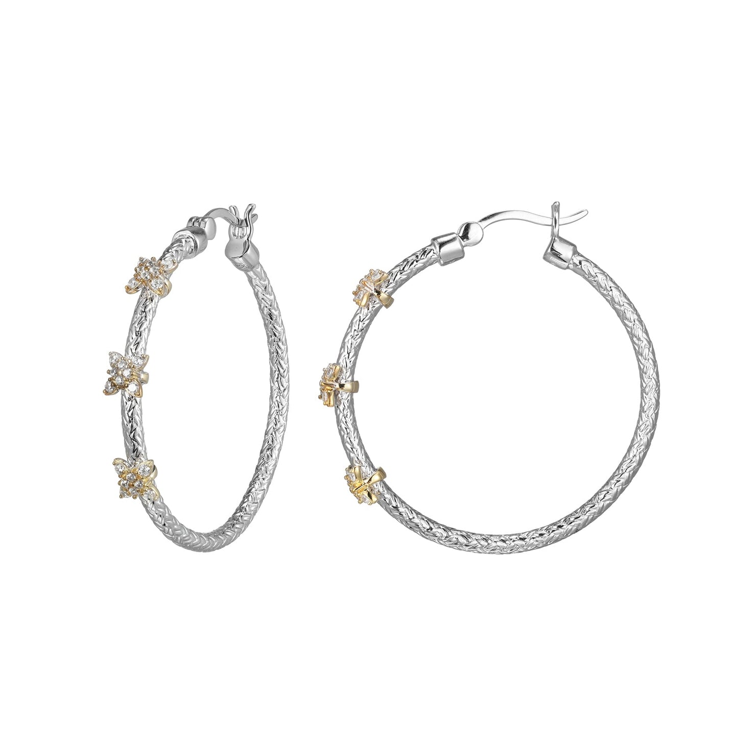 Silver Mesh Flower Station Hoops