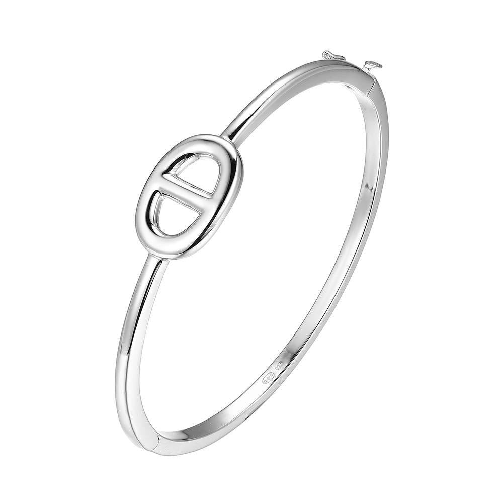 Sterling Silver Hinged Bangle with Marina Motif