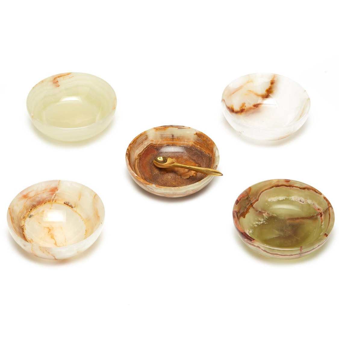 Onyx Bowls w/ Golden Spoon