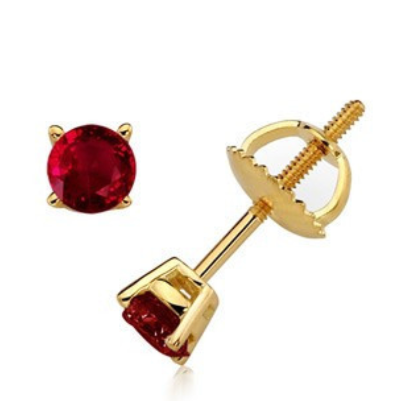 3mm Ruby 14 kt Youth Stud