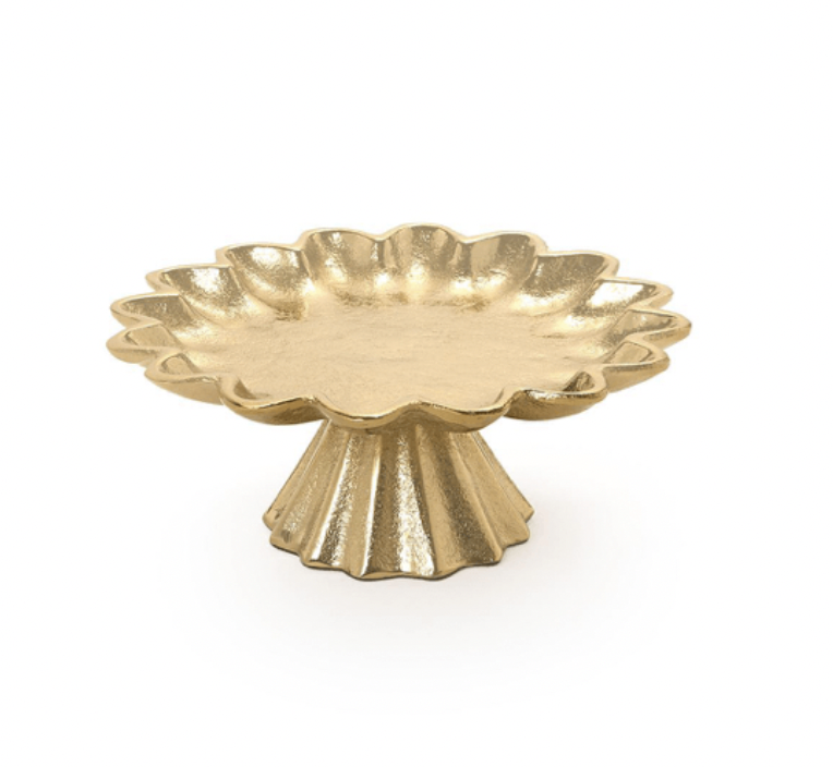 Small Scalloped Edge Gold Cake Stand