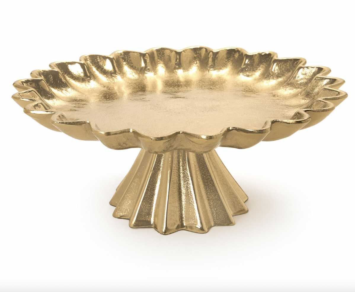 Large Scalloped Edge Gold Cake Stand