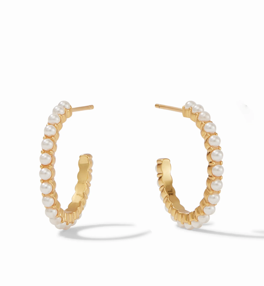 Juliet Hoop Gold Pearl Small