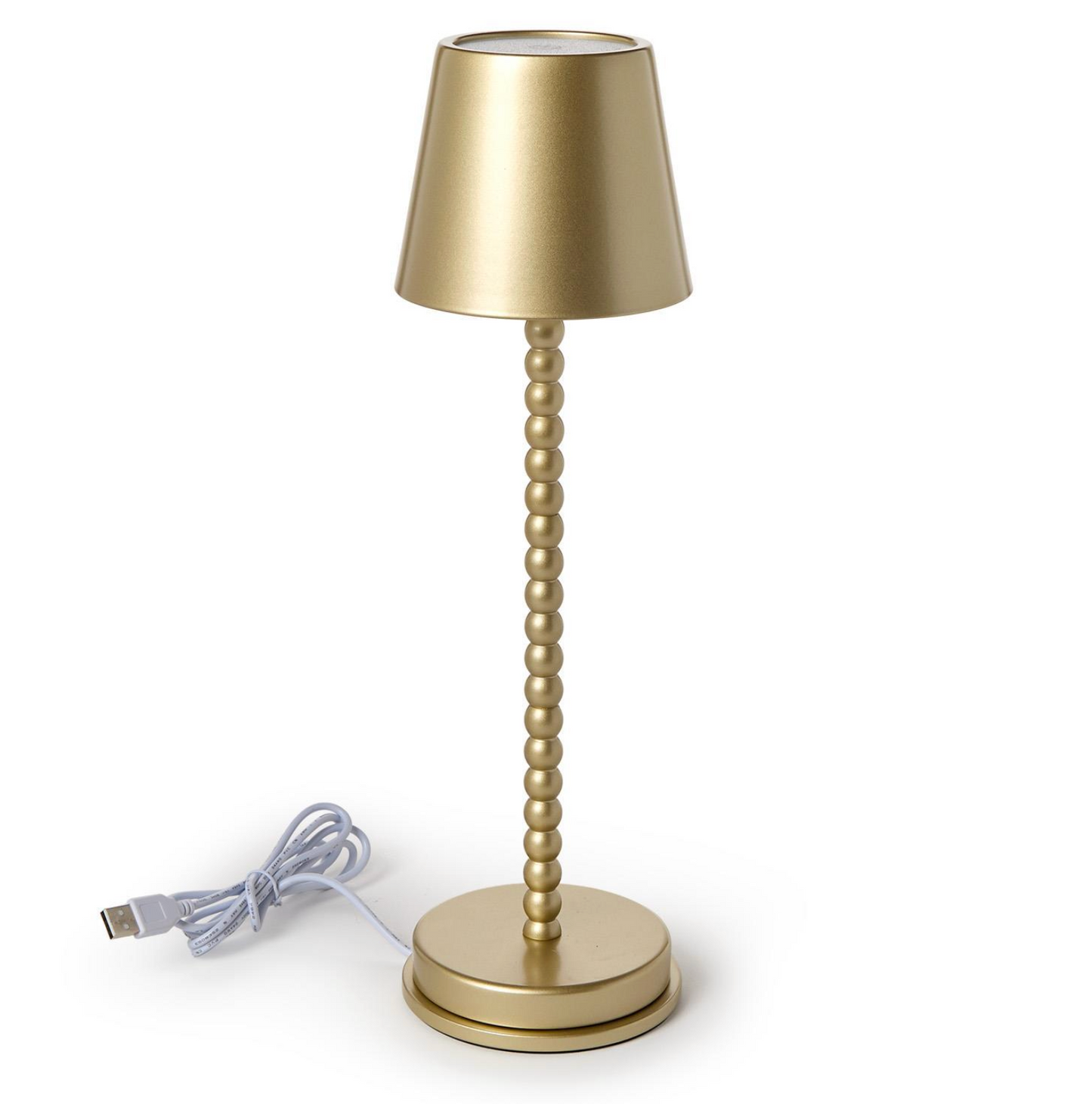 LED Cordless Gold Beaded Pole Table Lamp with Charging Base in Gift Box