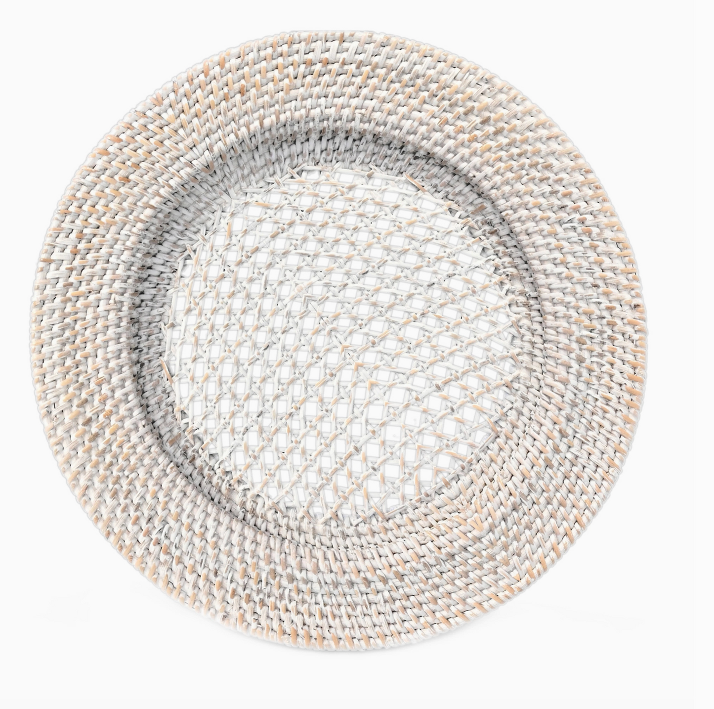 Whitewash Rattan Charger Plate