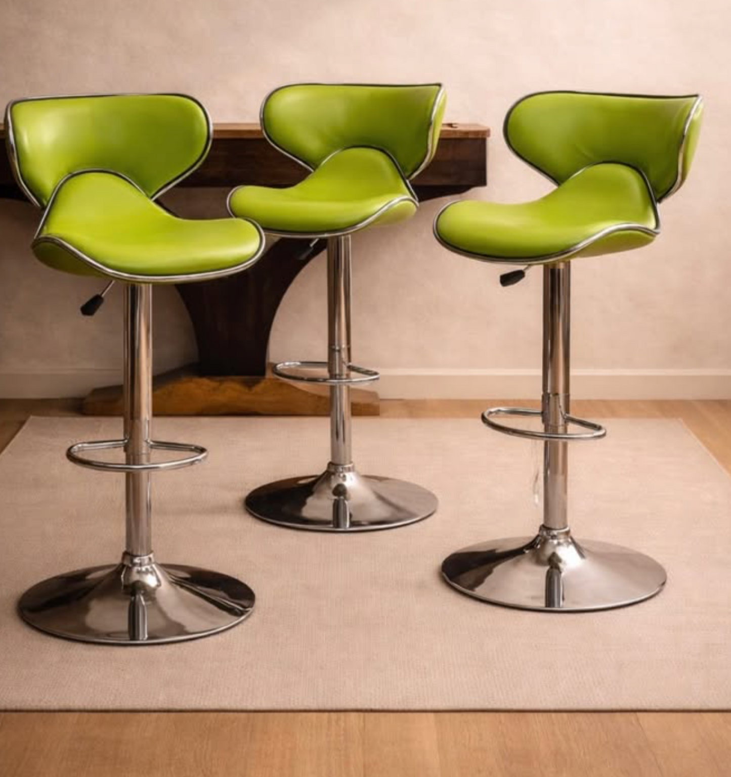 Lime Sculptural Adjustable Barstool (Set of 3)