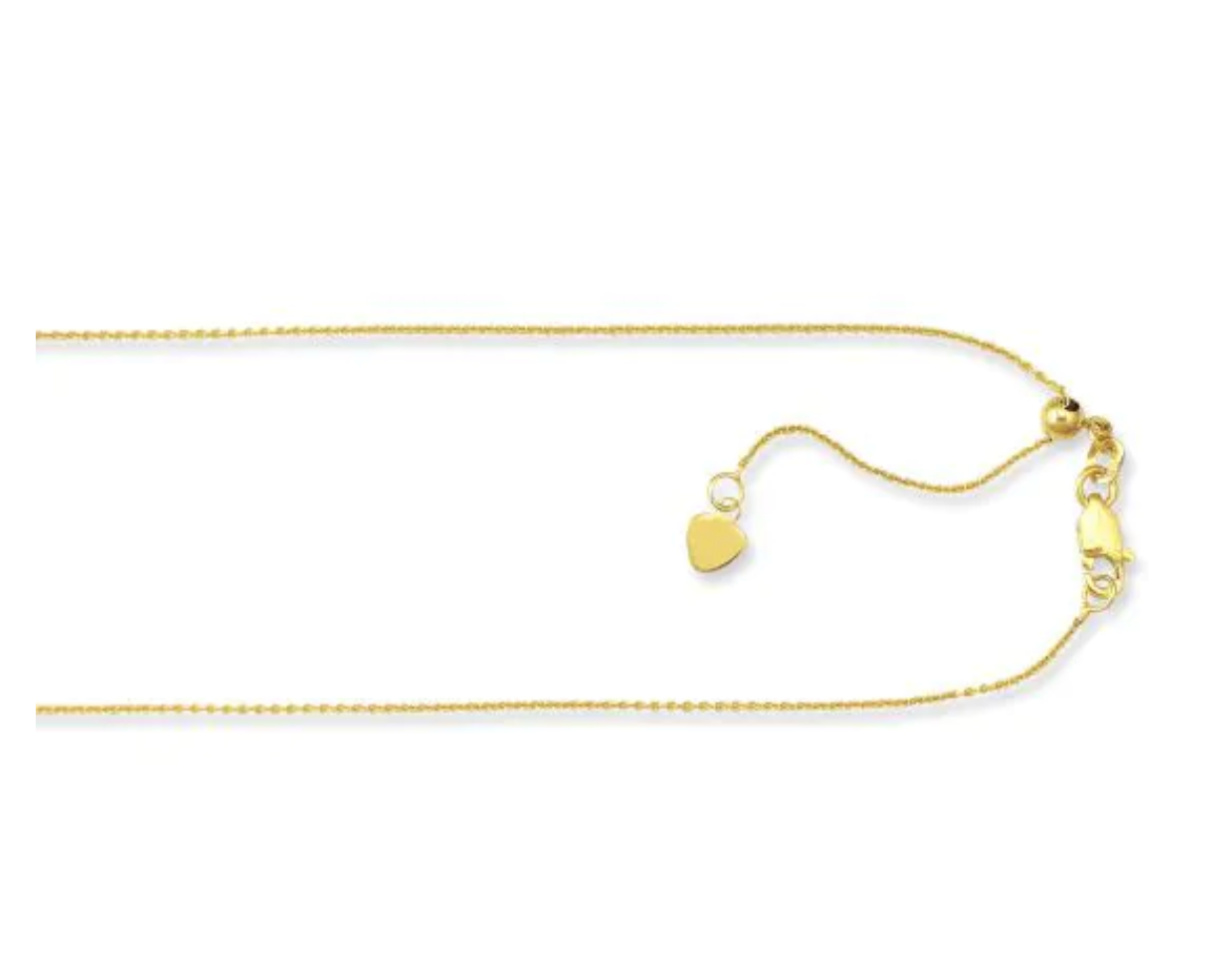 14K Yellow 1 mm Adjustable Diamond-Cut Cable 16-18" Chain