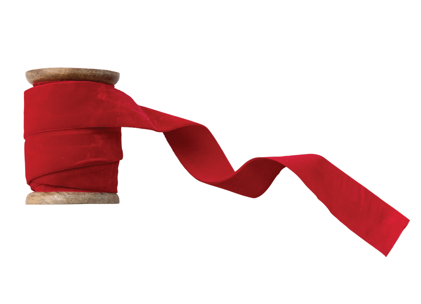 5 Yard 1-1/2"W Velvet Ribbon on Wood Spool, Red