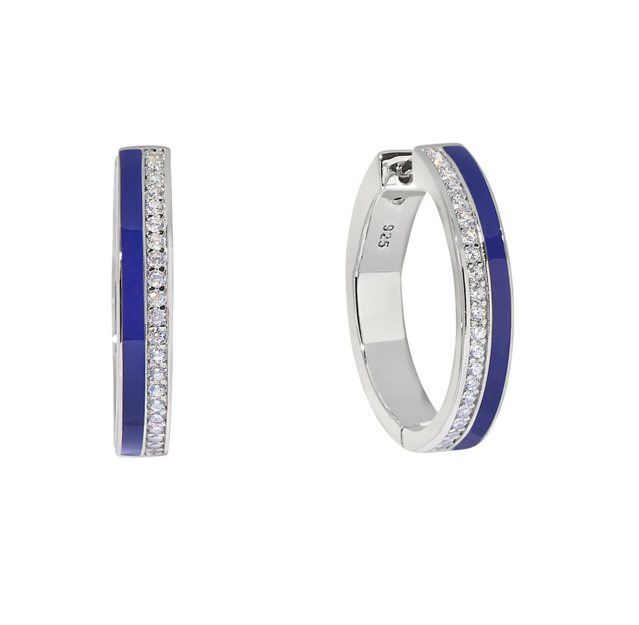 Navy Enamel Hoop Earrings