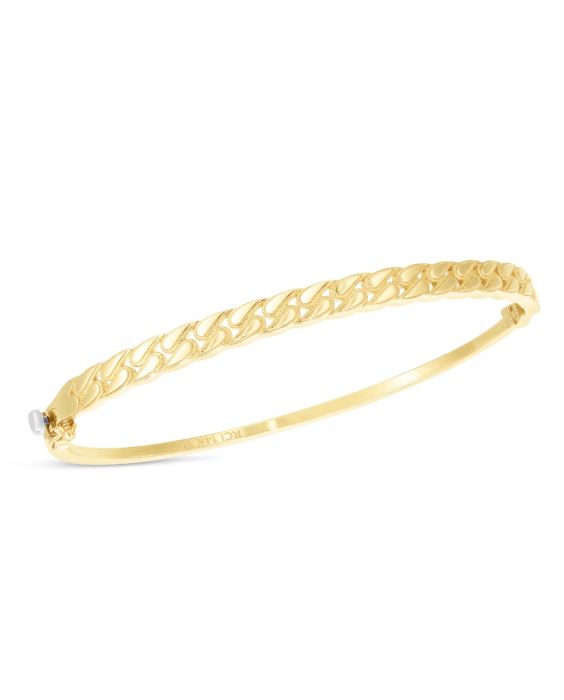 14K Cuban Edge Chain Bangle
