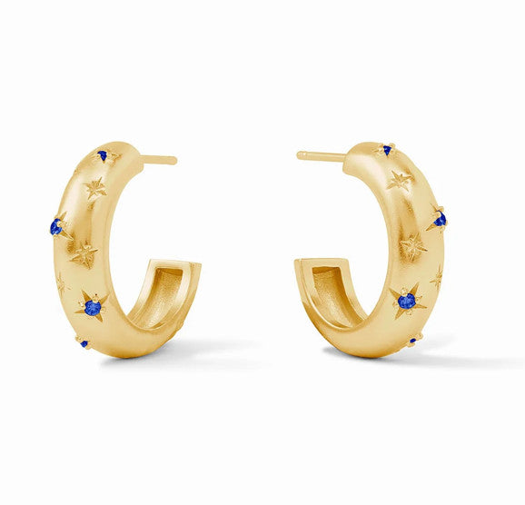 Luna Stone Hoop-Sapphire Blue CZ-L
