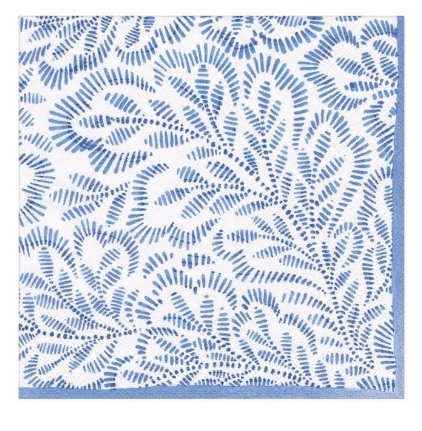 Block Print Leaves Blue
