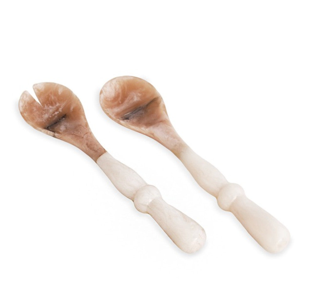 RESIN Alabaster Salad Servers