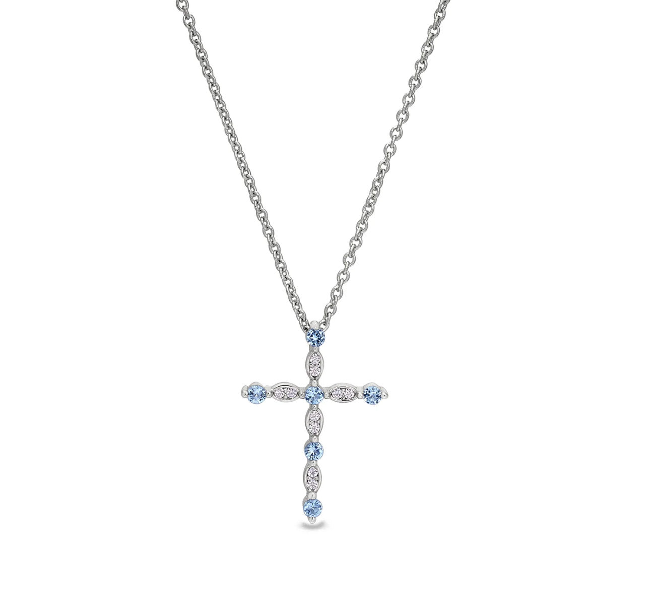 March Birthstone Cross Pendant