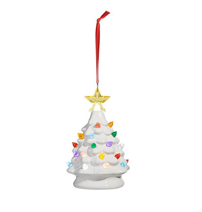 5.25" Vintage White Lighted Tree Ornament
