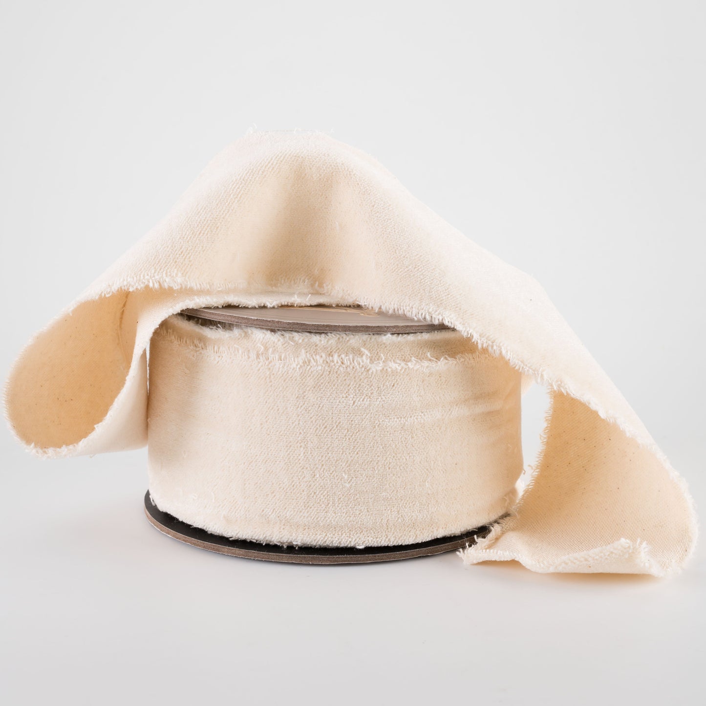 2.5" x 10yds torn faux velvet ivory ribbon