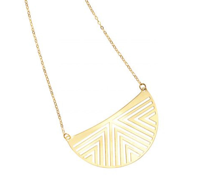 14ky Crescent Element Necklace W/ Ring