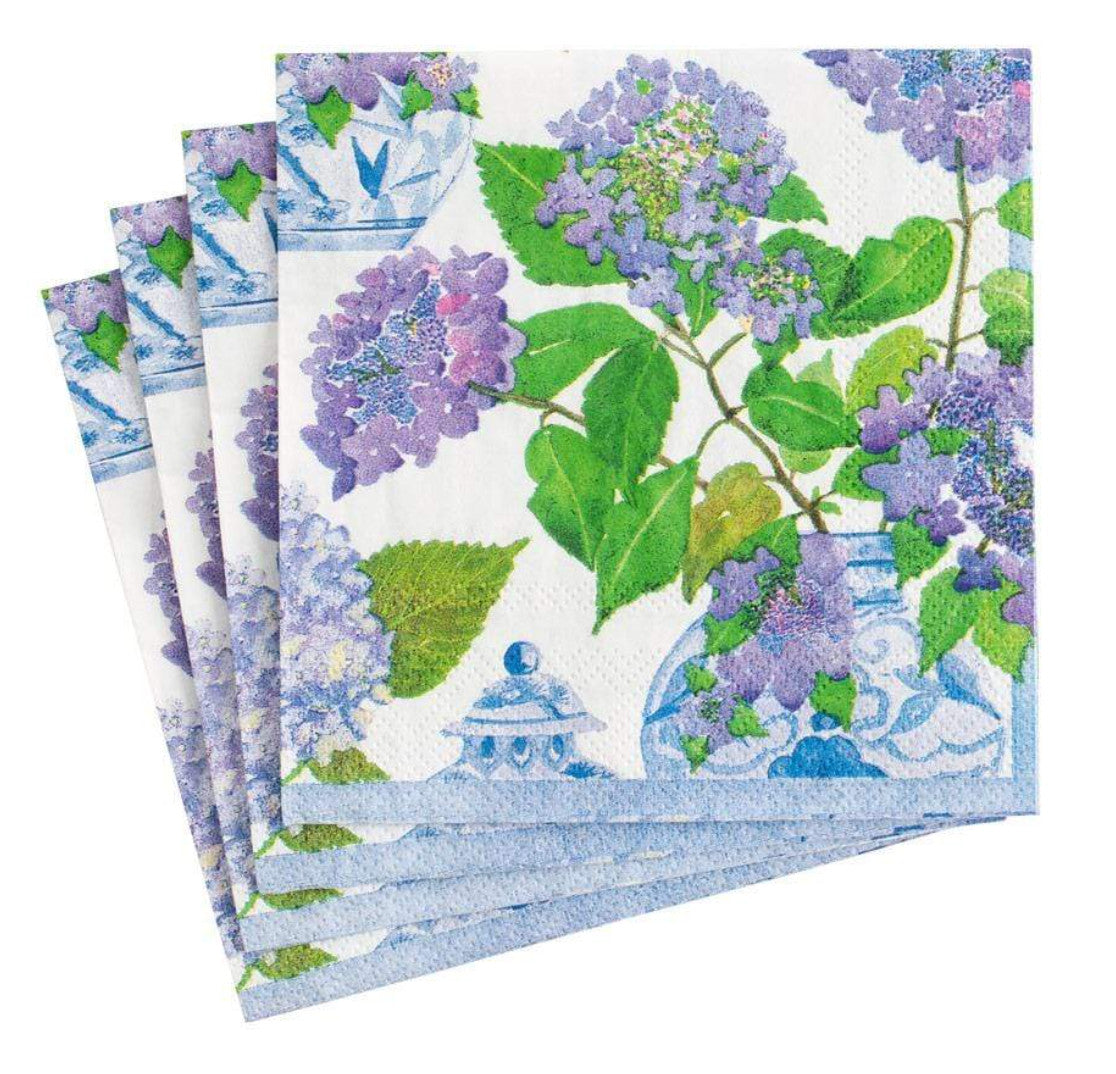Hydrangeas and Porcelain Cocktail Napkins