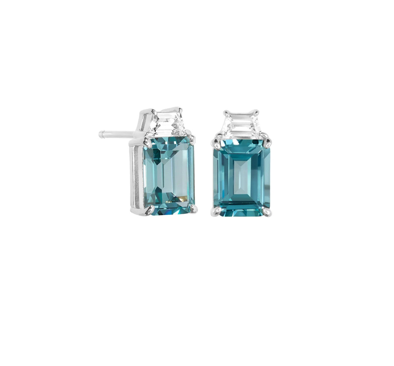 Blue Zircon Spinel Stud Earrings