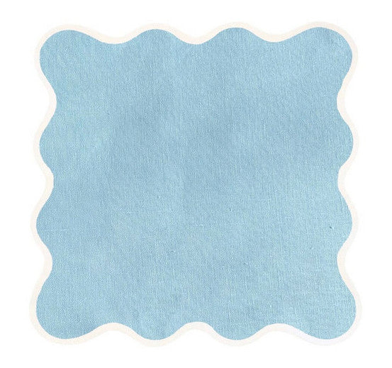 Linen Scalloped Square | Sky Blue