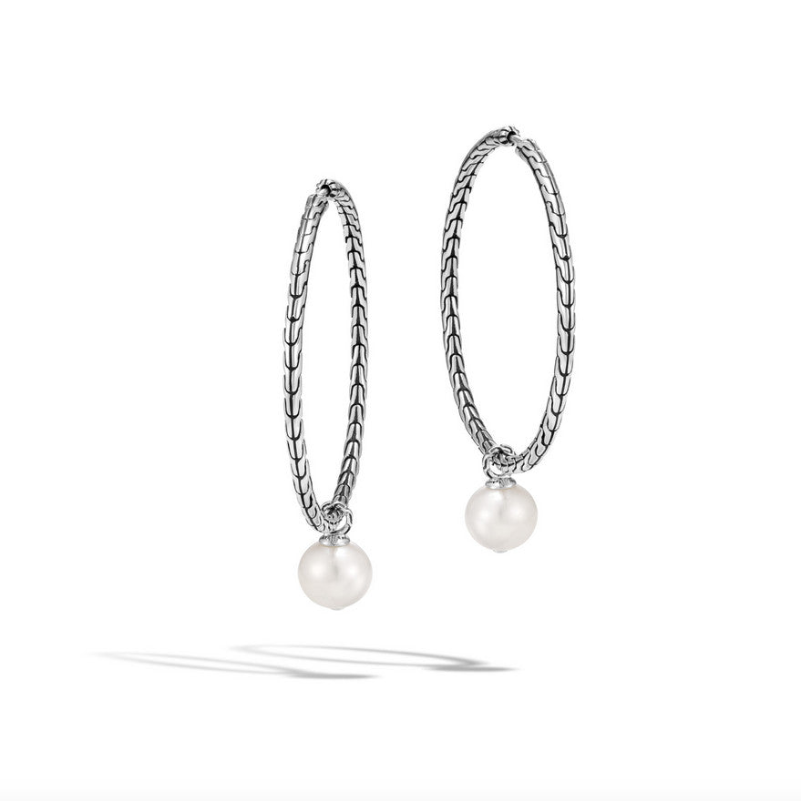 Sil Hoop Earrings w/ Full Closure 9.5mm-10 Fresh Water Pearls
