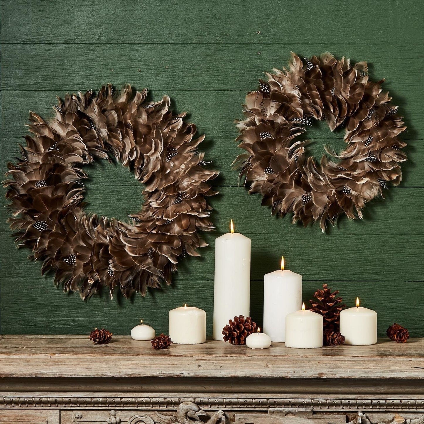 Guinea and Duck Feather Wreath (Large)