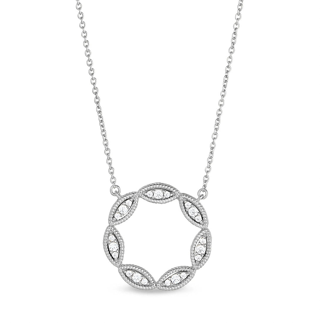 Three Stone Marquis Open Circle Necklace