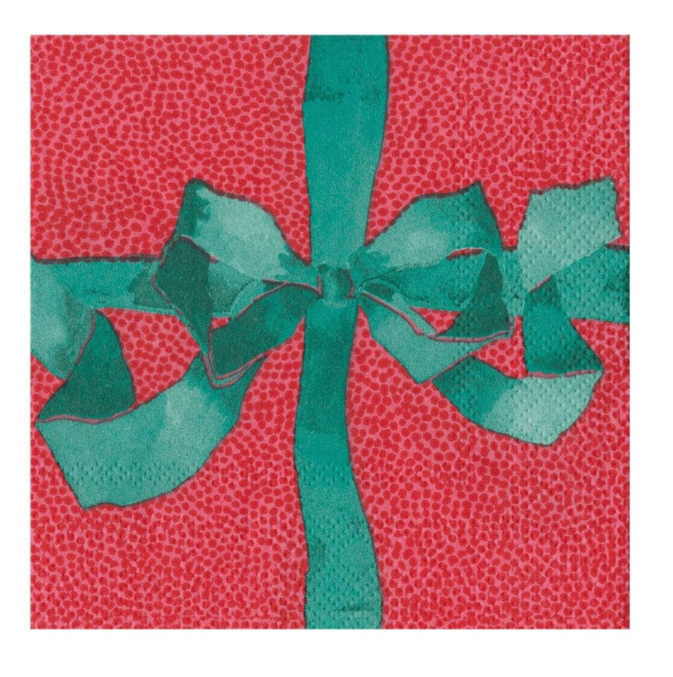 Tied With A Bow Red & Spruce Cocktail Napkins