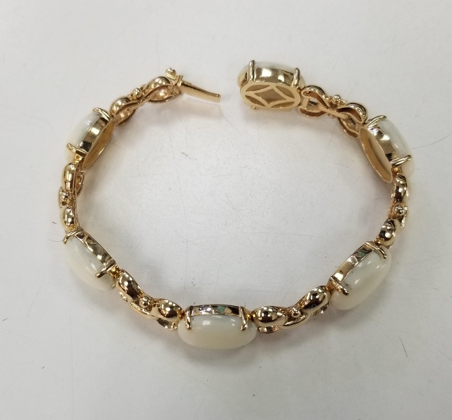 14K Yellow Gold Gumps White Coral Link Bracelet