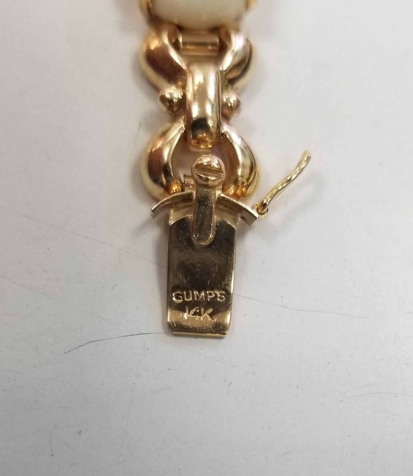 14K Yellow Gold Gumps White Coral Link Bracelet