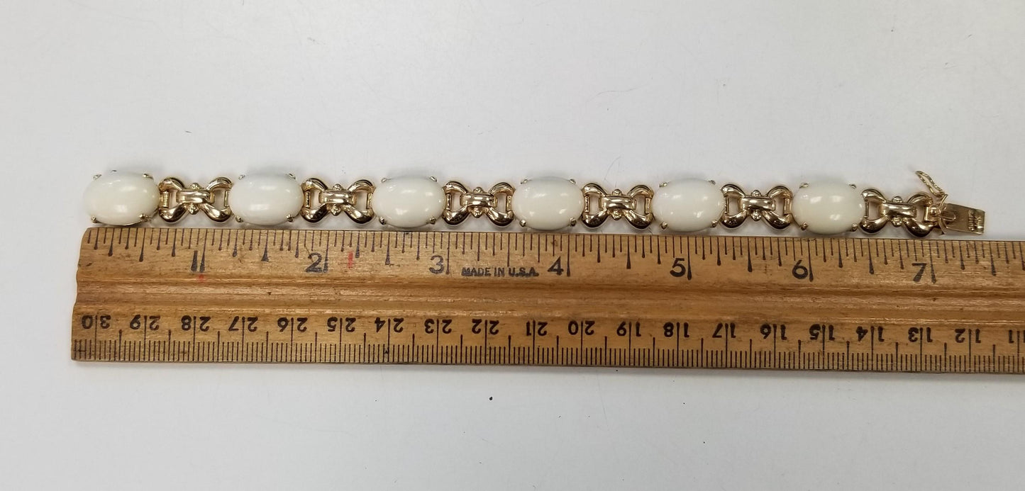 14K Yellow Gold Gumps White Coral Link Bracelet