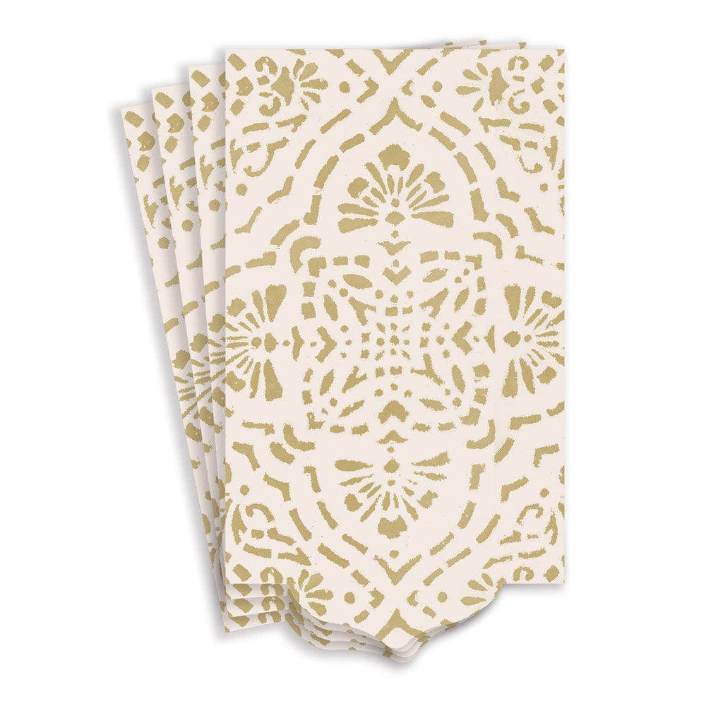 Annika Ivory/gold-Paper Linen Guest Towel Airlaid Die-Cut 12-In