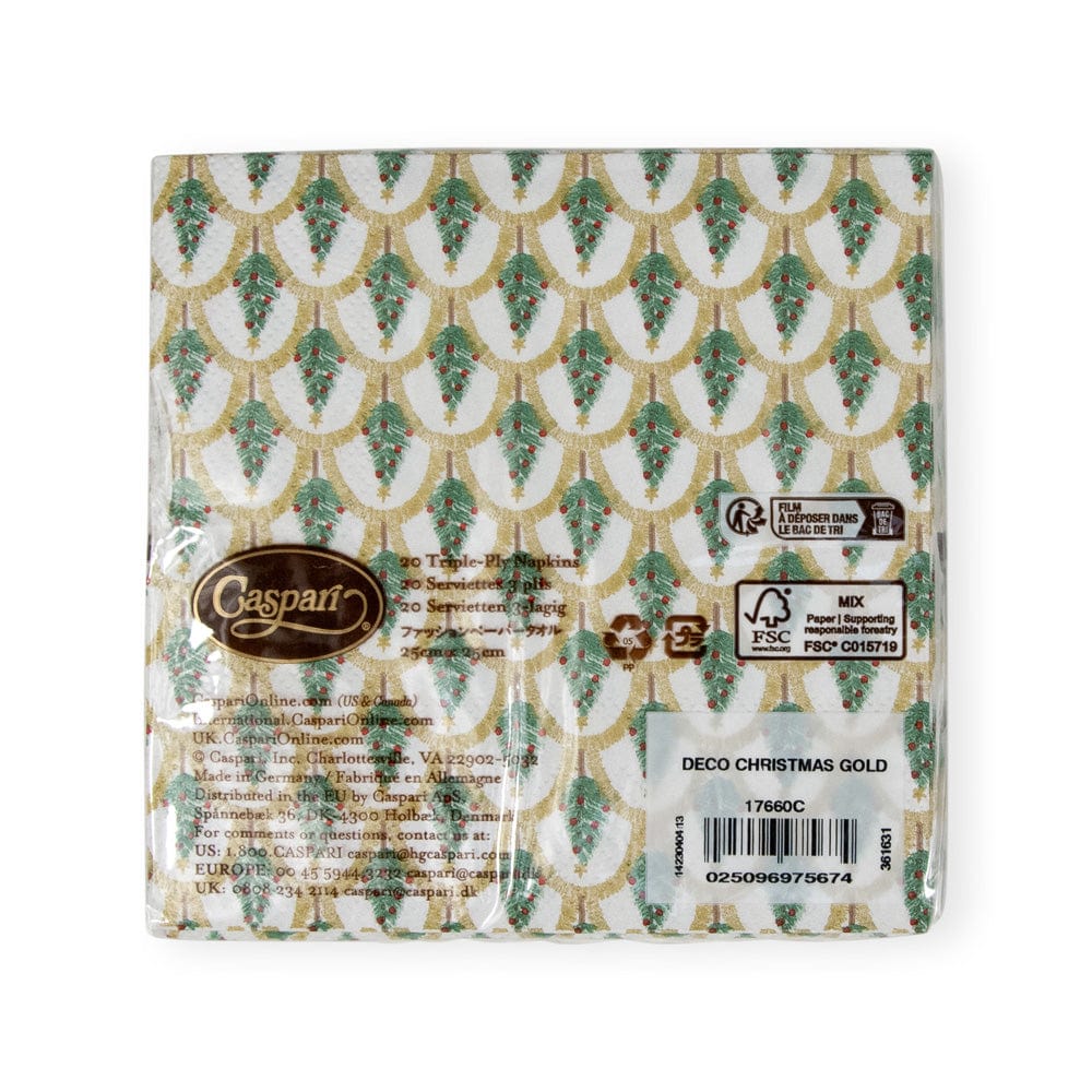Deco Christmas Gold Cocktail Napkins