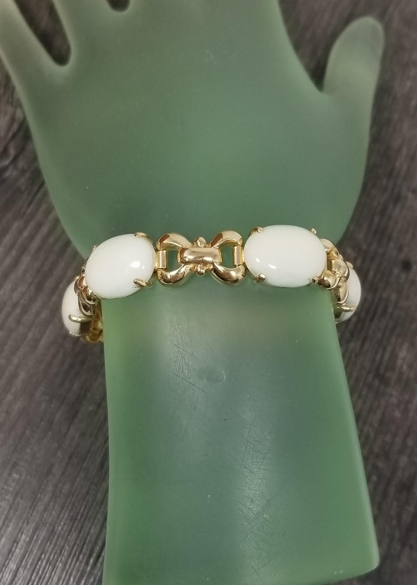 14K Yellow Gold Gumps White Coral Link Bracelet