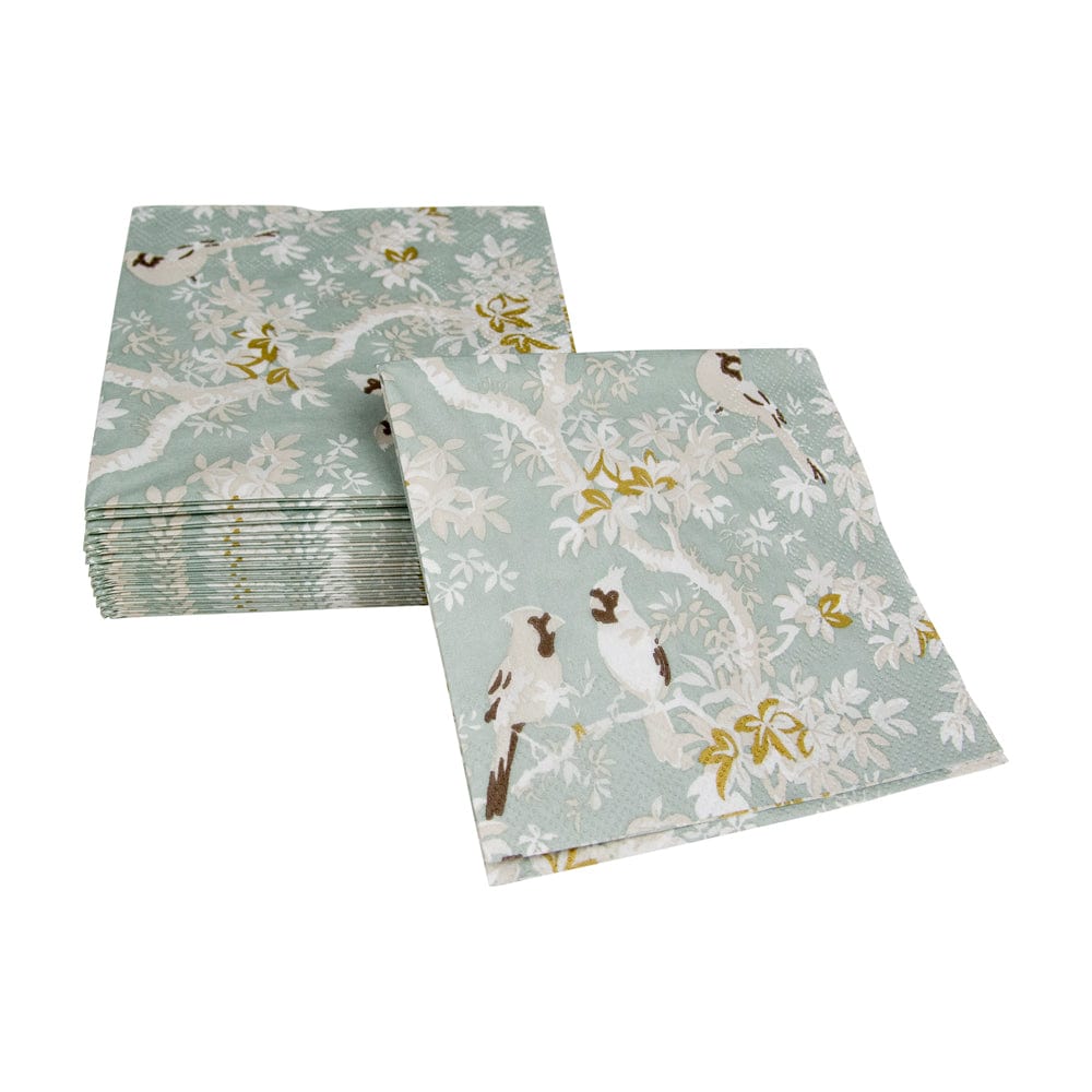 Scenic Songbirds Celadon Napkin Cocktail