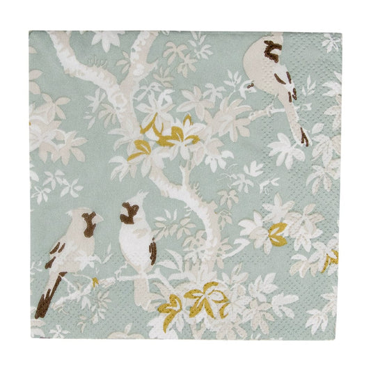 Scenic Songbirds Celadon Napkin Cocktail