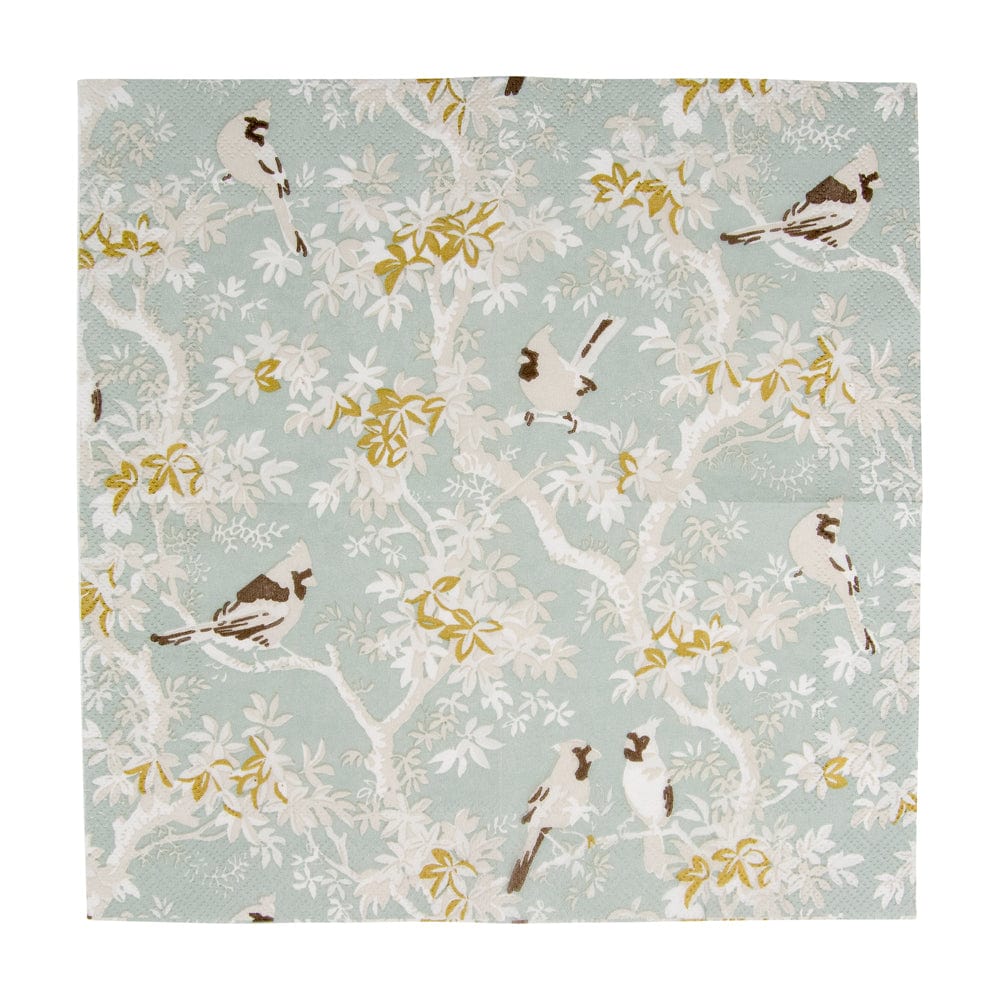 Scenic Songbirds Celadon Napkin Cocktail